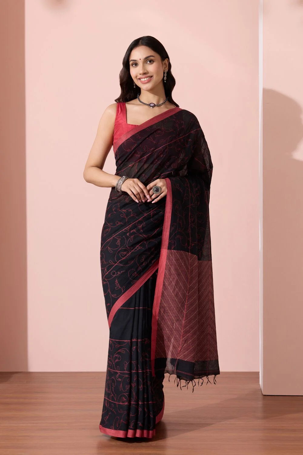 Cotton Saree with Floral Motifs